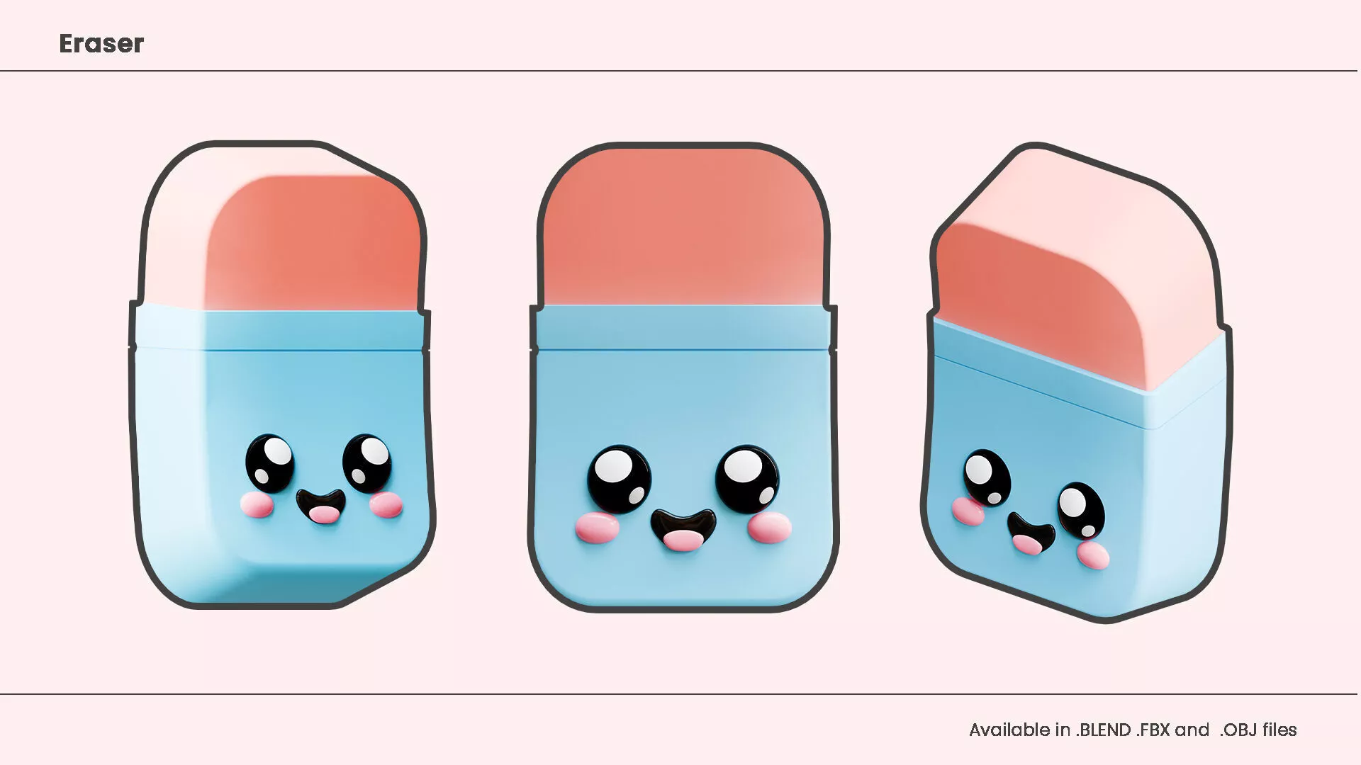 ute 3D Kawaii Eraser Character 3D model