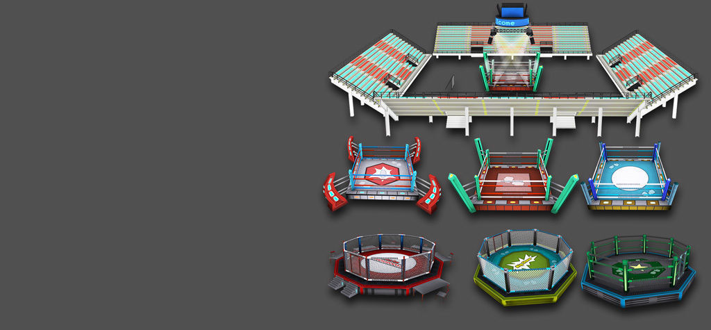 Cartoon Boxing Arena Low-poly 3D model_3