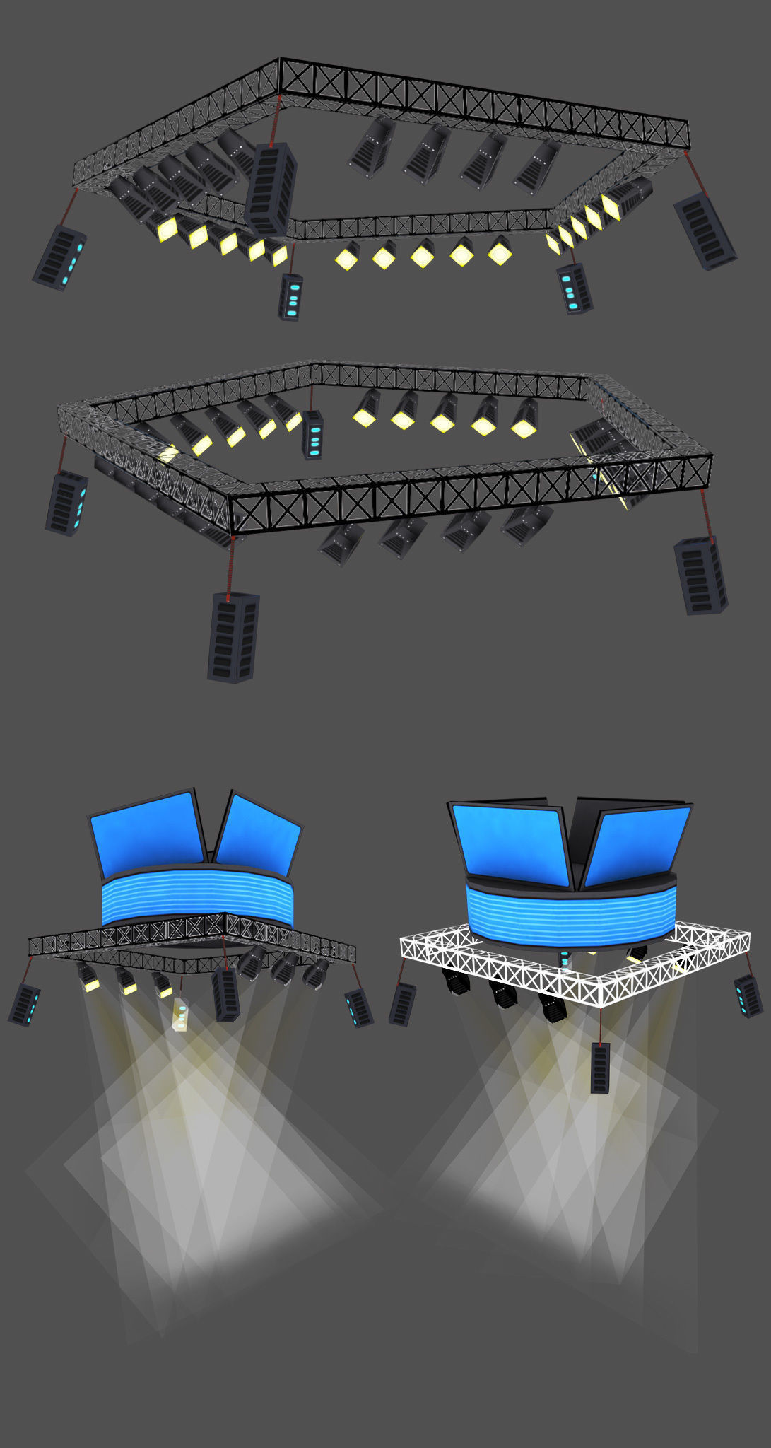 Cartoon Boxing Arena Low-poly 3D model_2