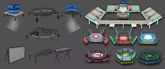 Cartoon Boxing Arena Low-poly 3D model Cartoon Boxing Arena Low-poly 3D model