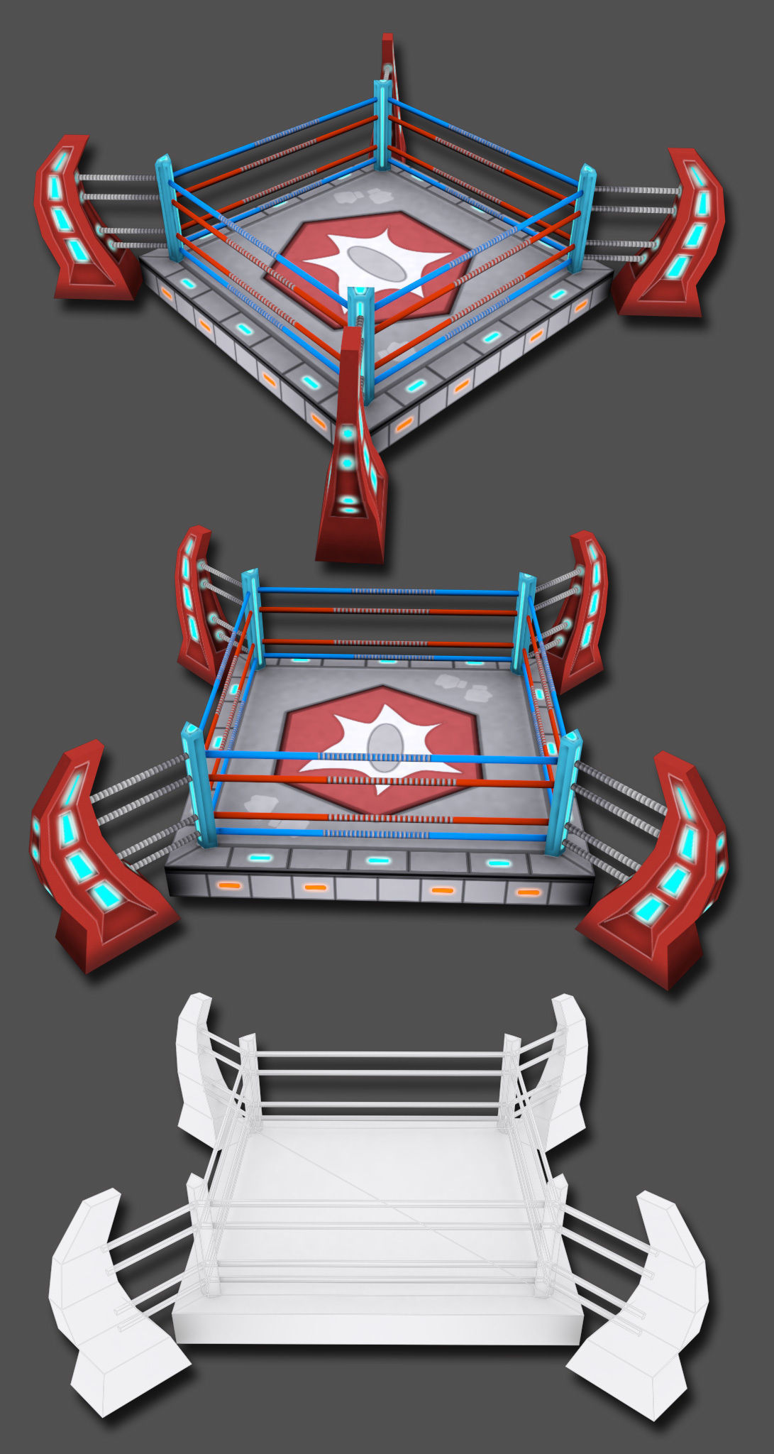 Cartoon Boxing Arena Low-poly 3D model_4