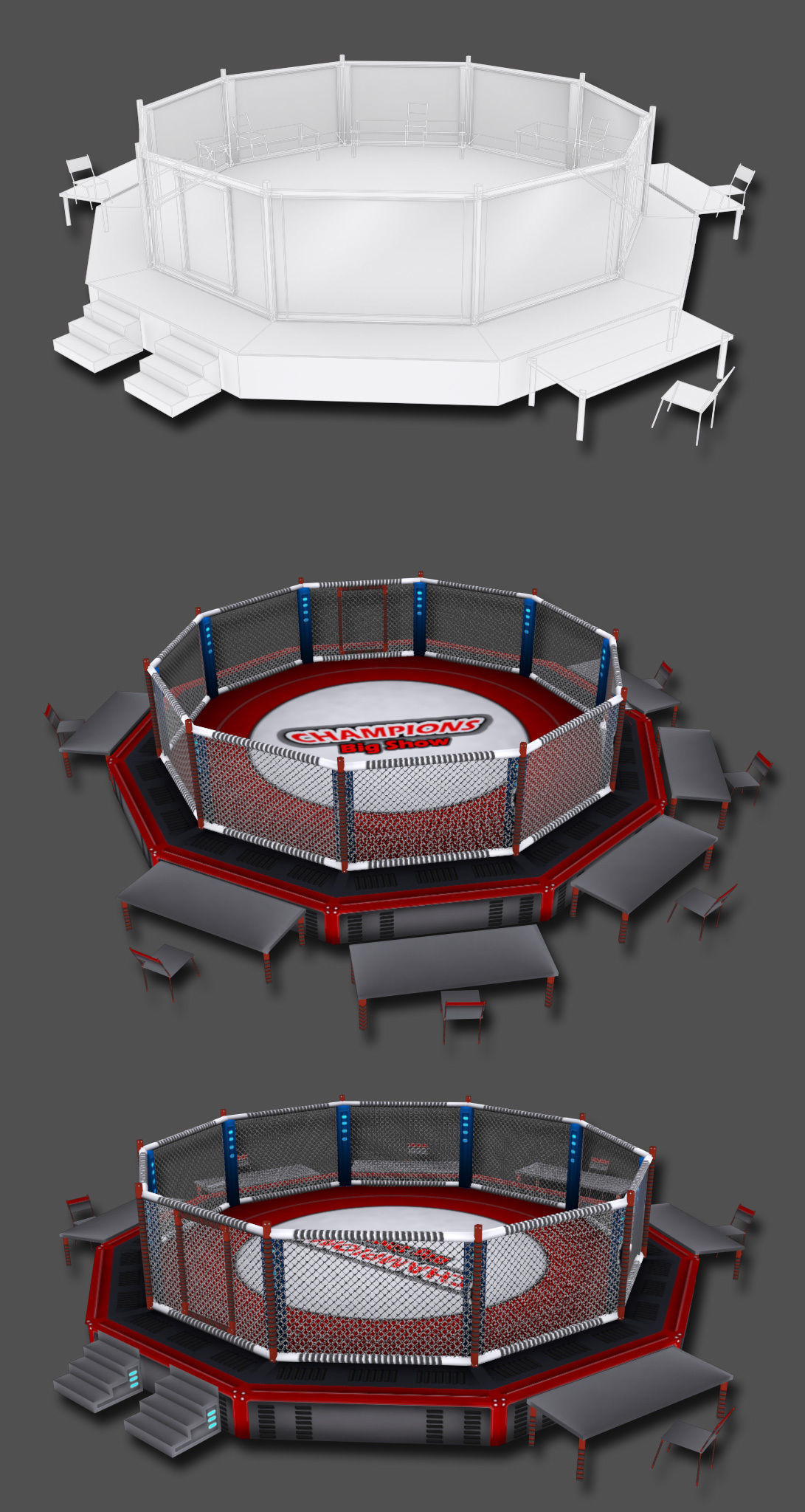 Cartoon Boxing Arena Low-poly 3D model_8