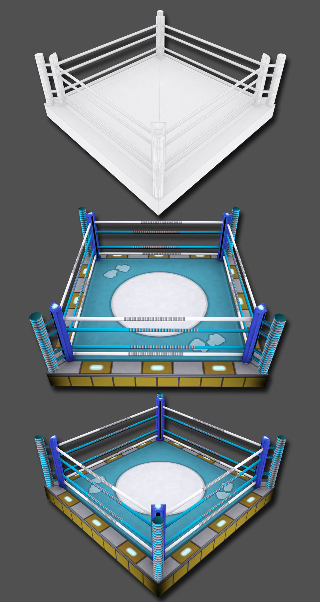 Cartoon Boxing Arena Low-poly 3D model_7