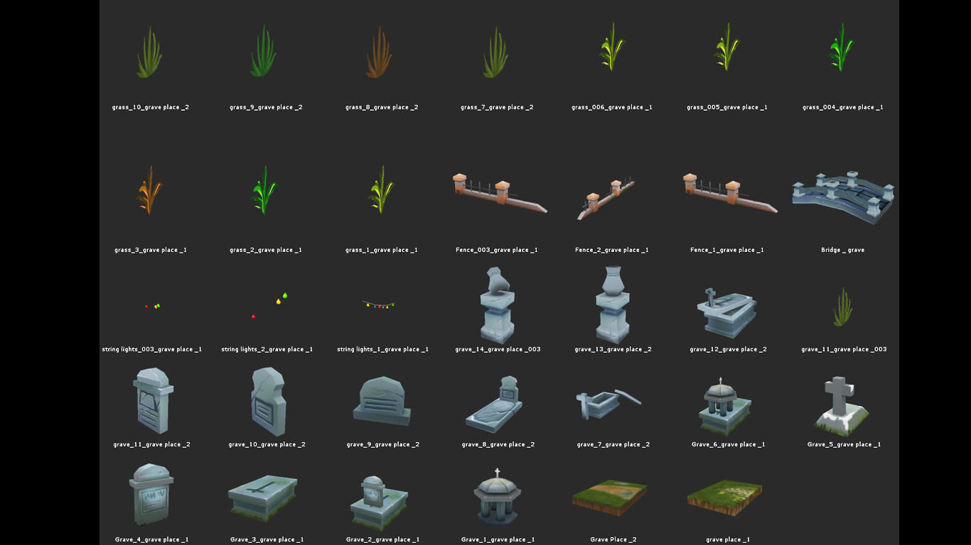 Cemetery Toon Kit Low-poly 3D model_4