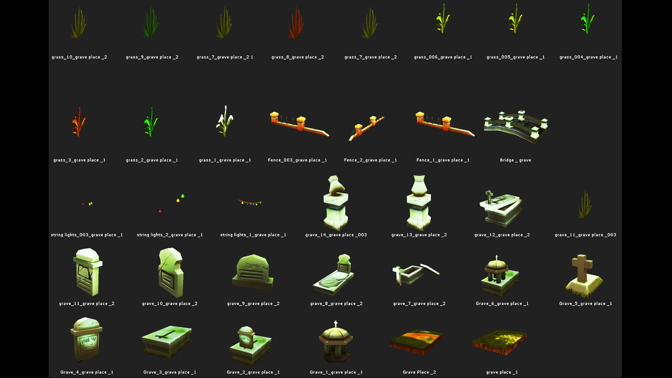 Cemetery Toon Kit Low-poly 3D model_3