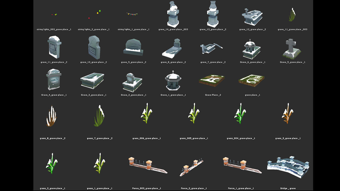 Cemetery Toon Kit Low-poly 3D model_2