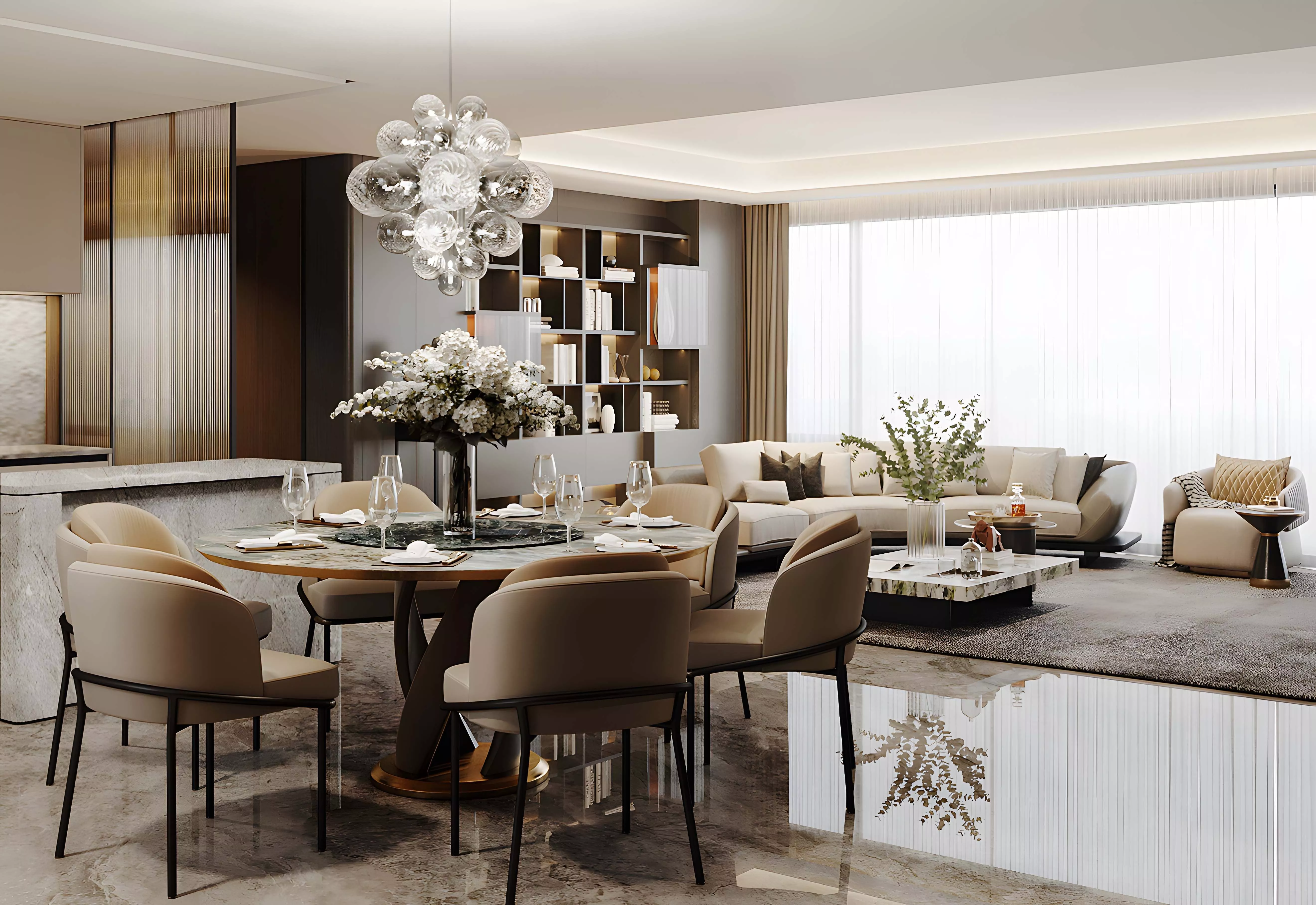 Italian-style living and dining room 3D model