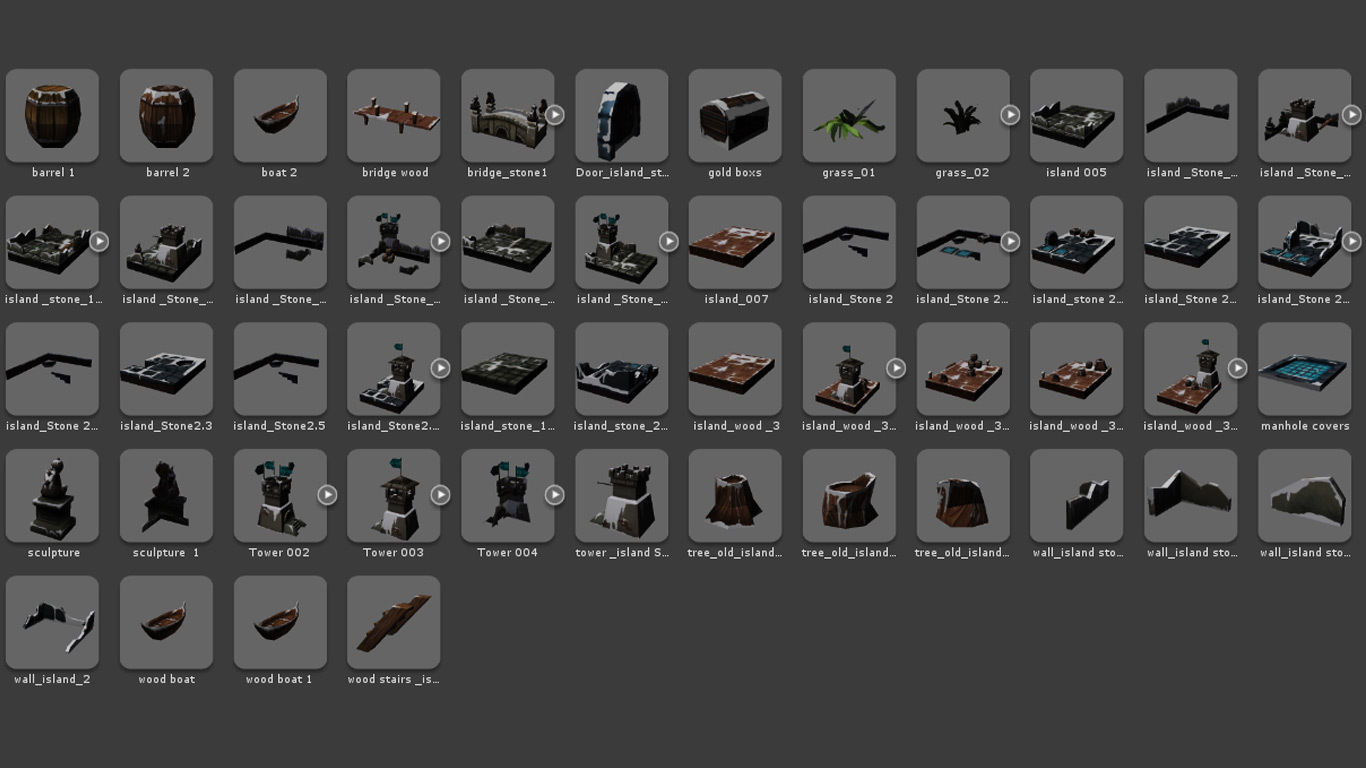 Level Island Toon Kit Pack Low-poly 3D model_5