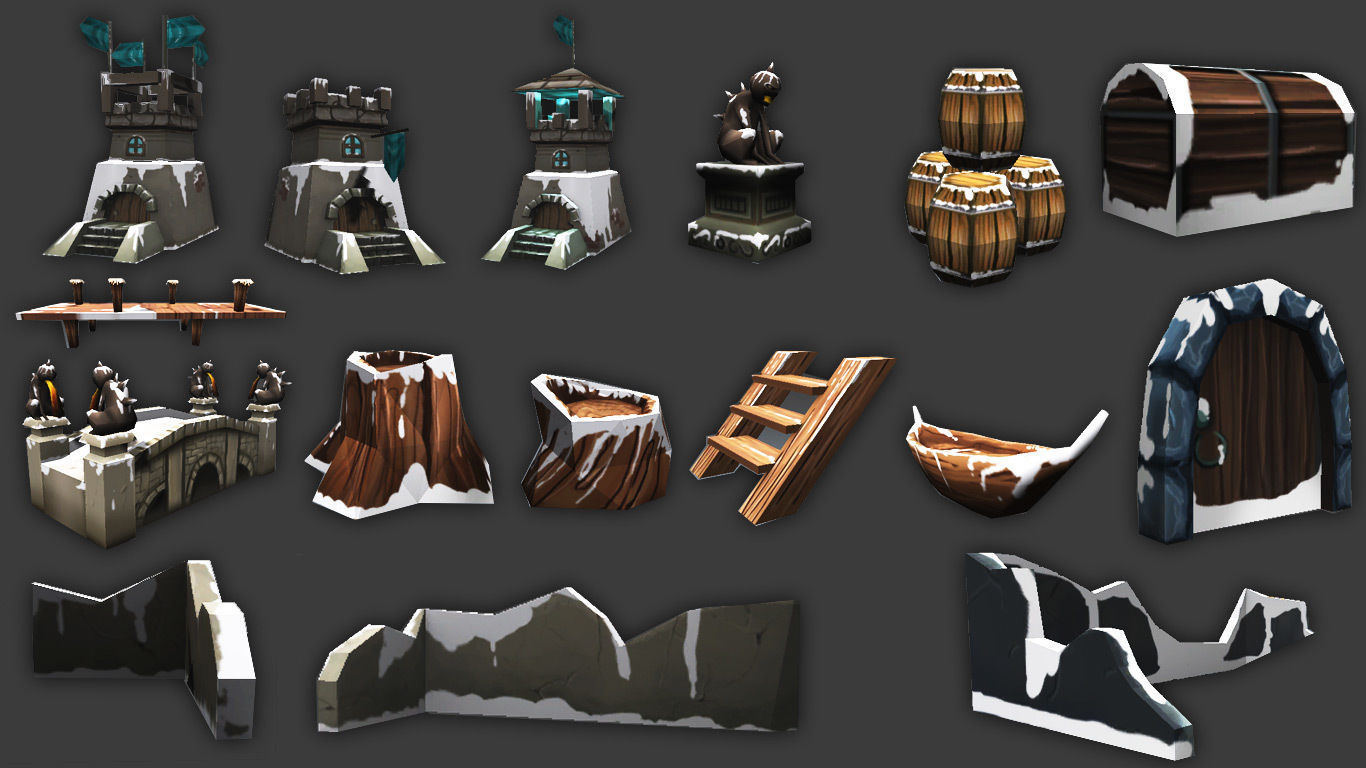 Level Island Toon Kit Pack Low-poly 3D model_6