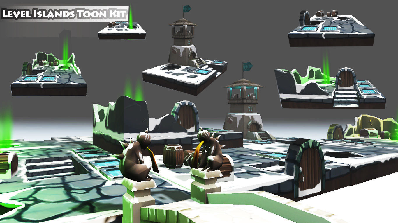 Level Island Toon Kit Pack Low-poly 3D model_1