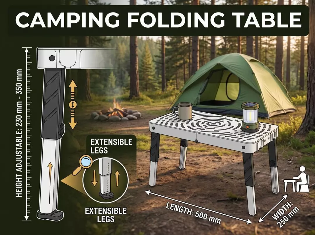 Portable Outdoor Table with Adjustable Legs 3D print model