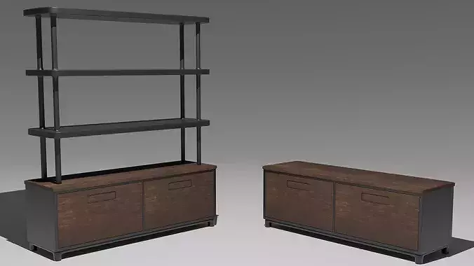 Modern TV Cabinet with Shelves 3D model