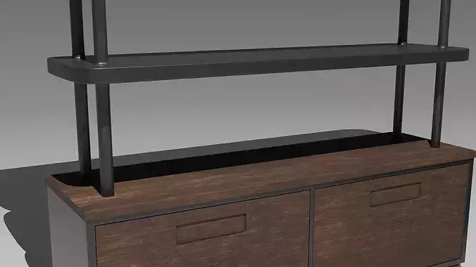 Modern TV Cabinet with Shelves 3D model 4