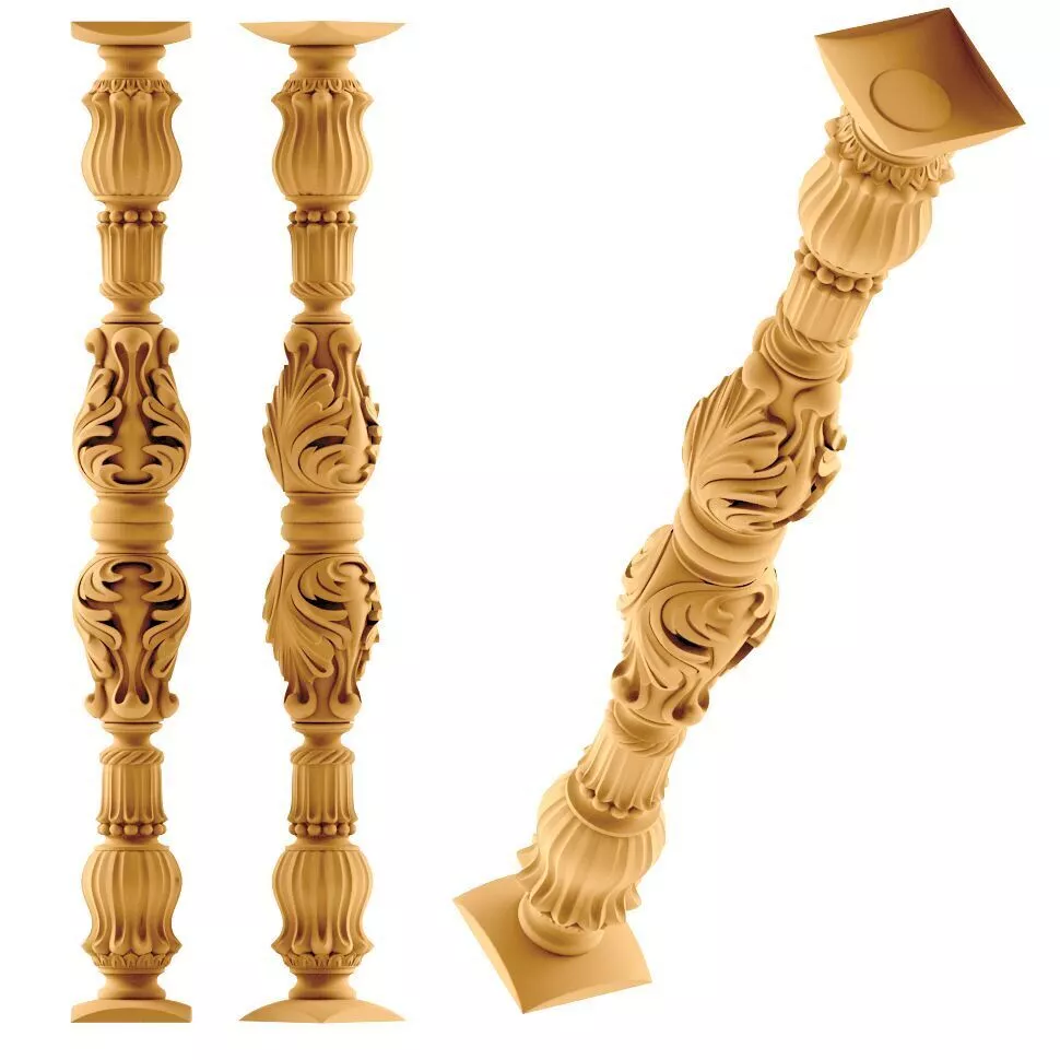 Ornate Double Acanthus Baluster STL 3D model