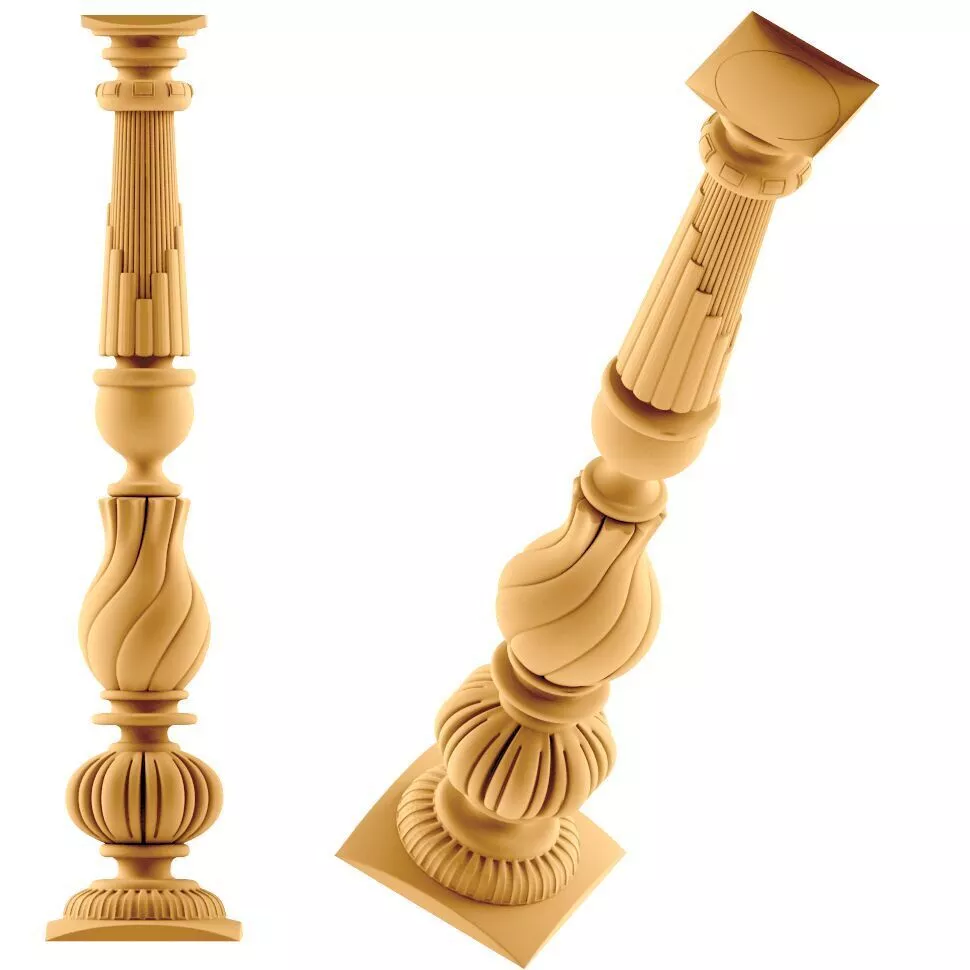 Ornate Twisted Fluted Baluster STL 3D model