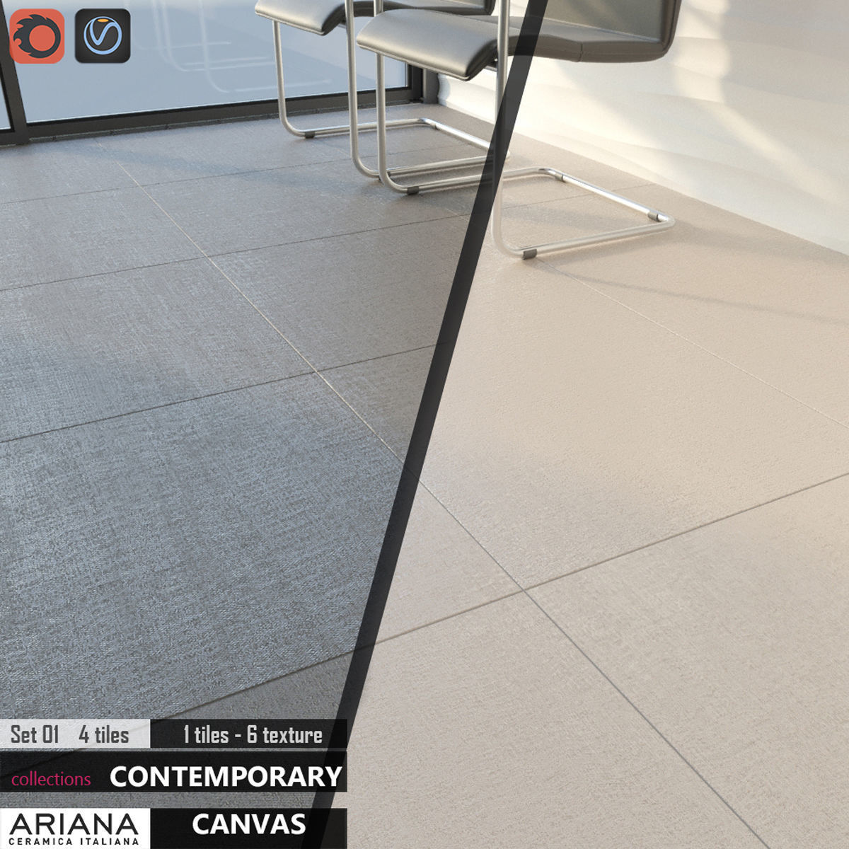 Ariana Canvas Set 3D model_1