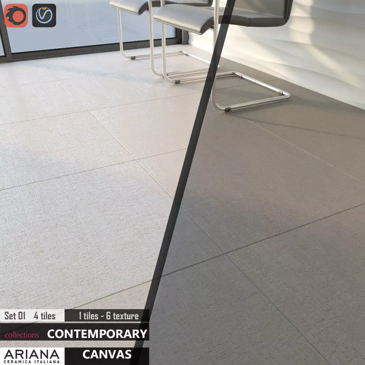 Ariana Canvas Set 3D model_0