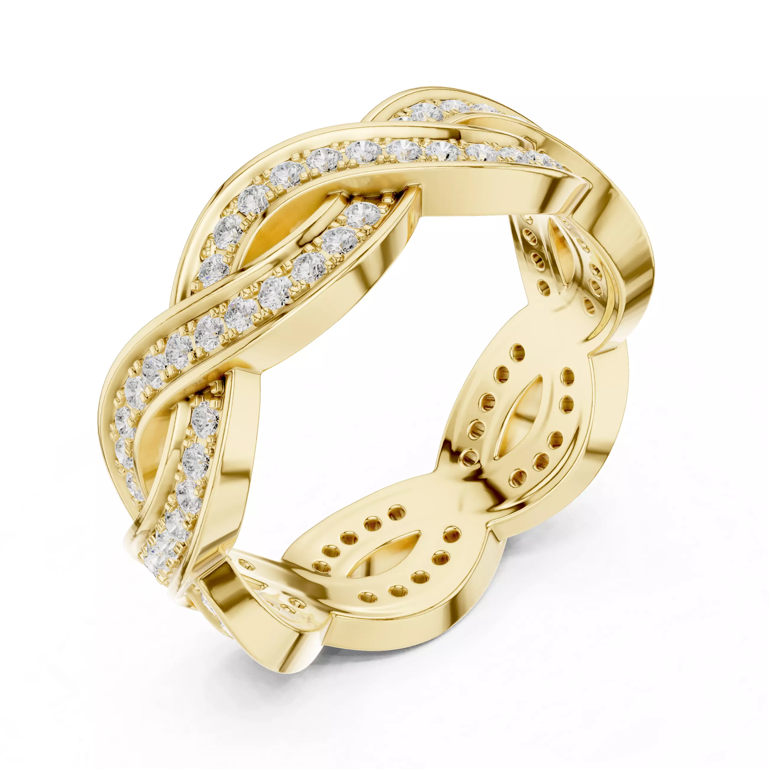 Modern Crossover Diamond Ring 3D Model Jewelry CAD 3D print model