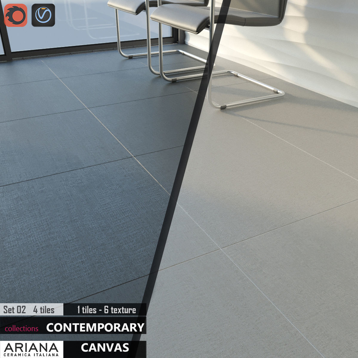 Ariana Canvas Set 3D model_1