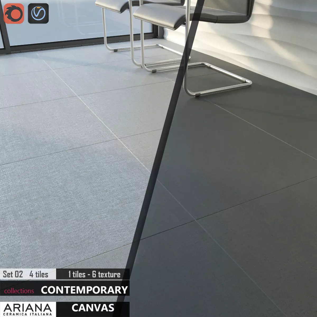 Ariana Canvas Set 3D model_0