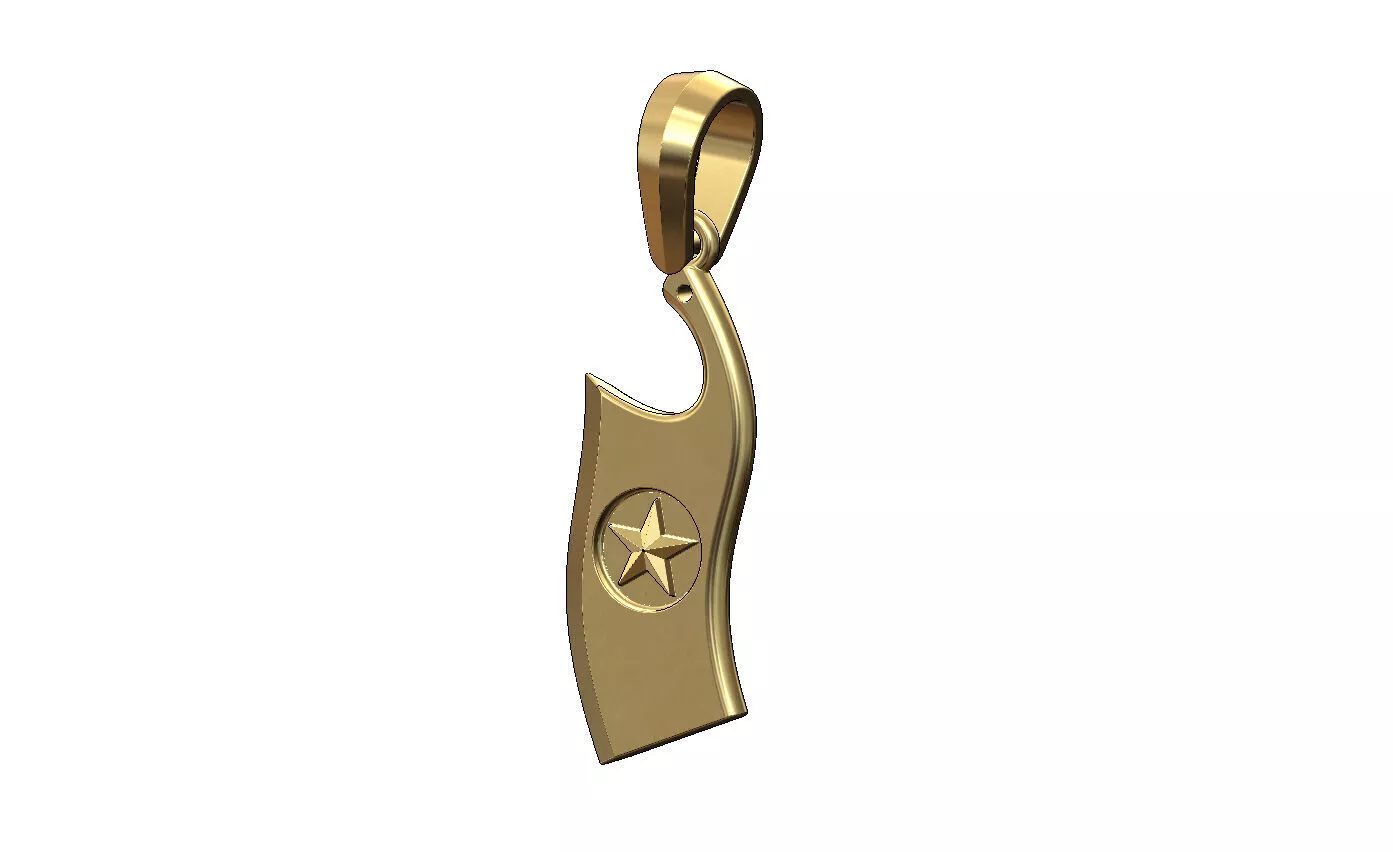 Texas star meat cleaver pendant and charm 3D print model
