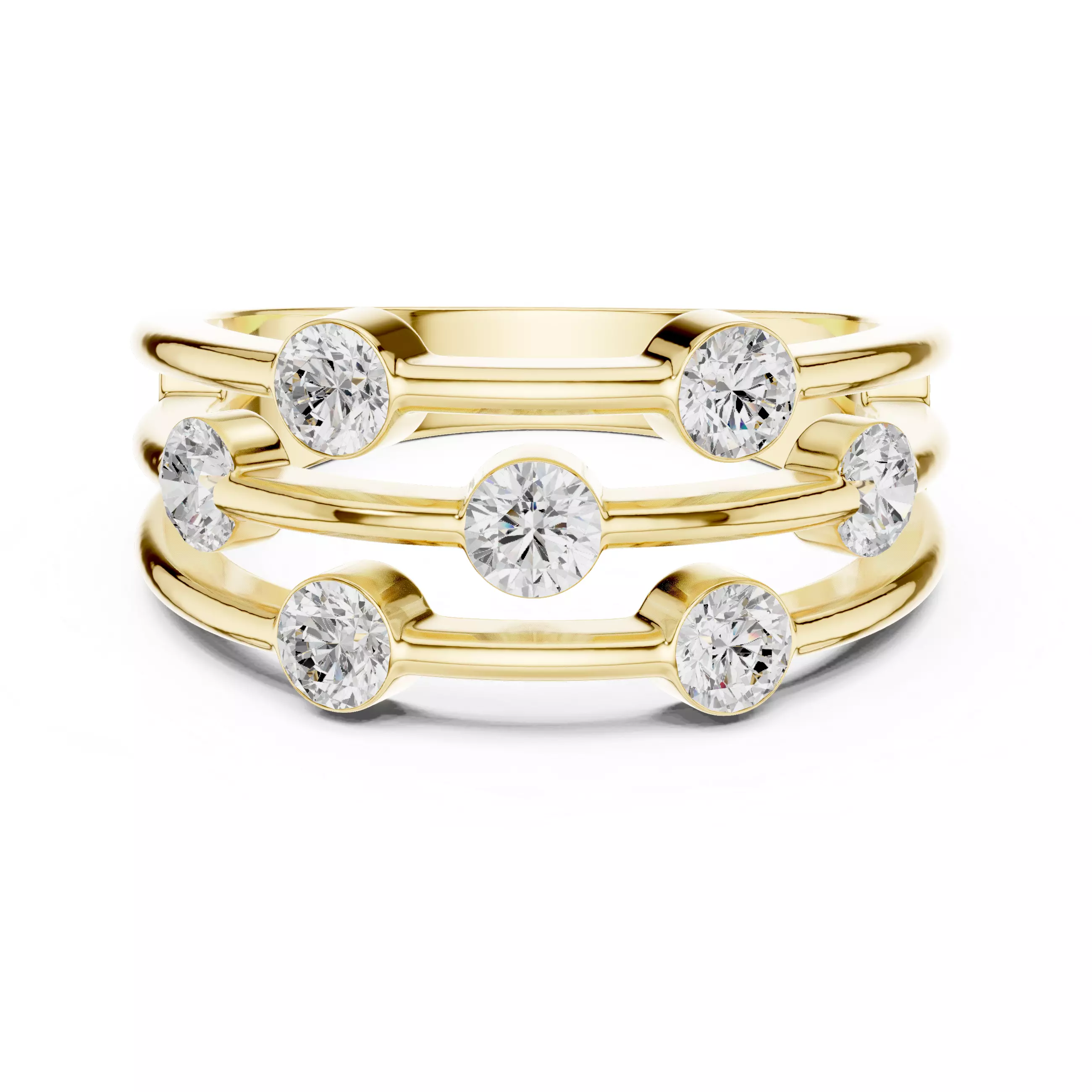 Modern Multi Stone Diamond Ring 3D Model Jewelry CAD 3D print model