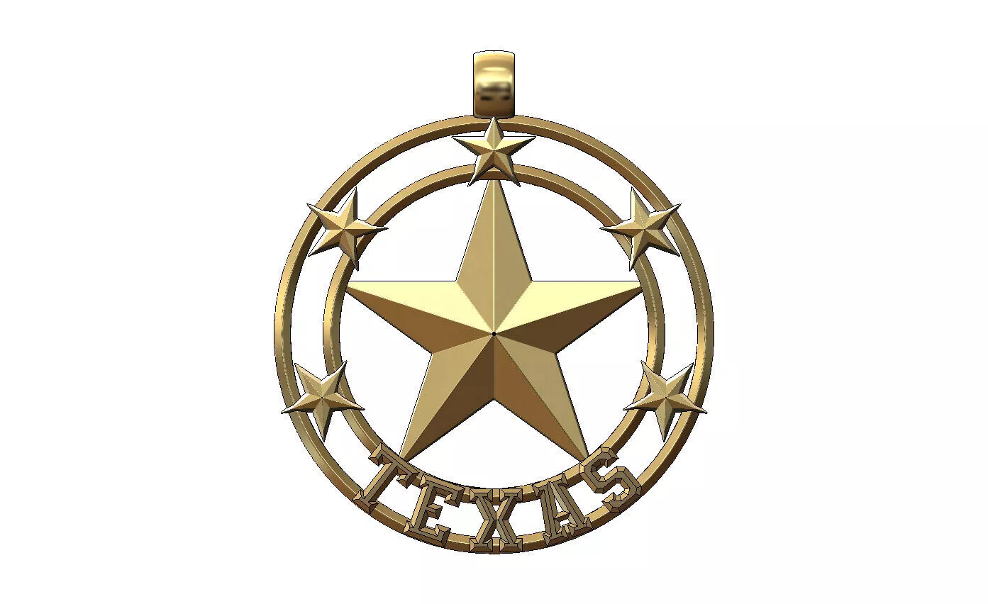 Texas star pendant and charm 3D print model