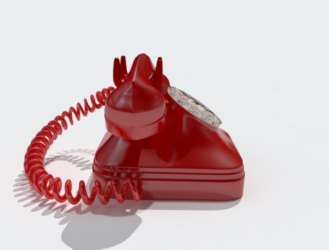Retro phone Low-poly 3D model_2