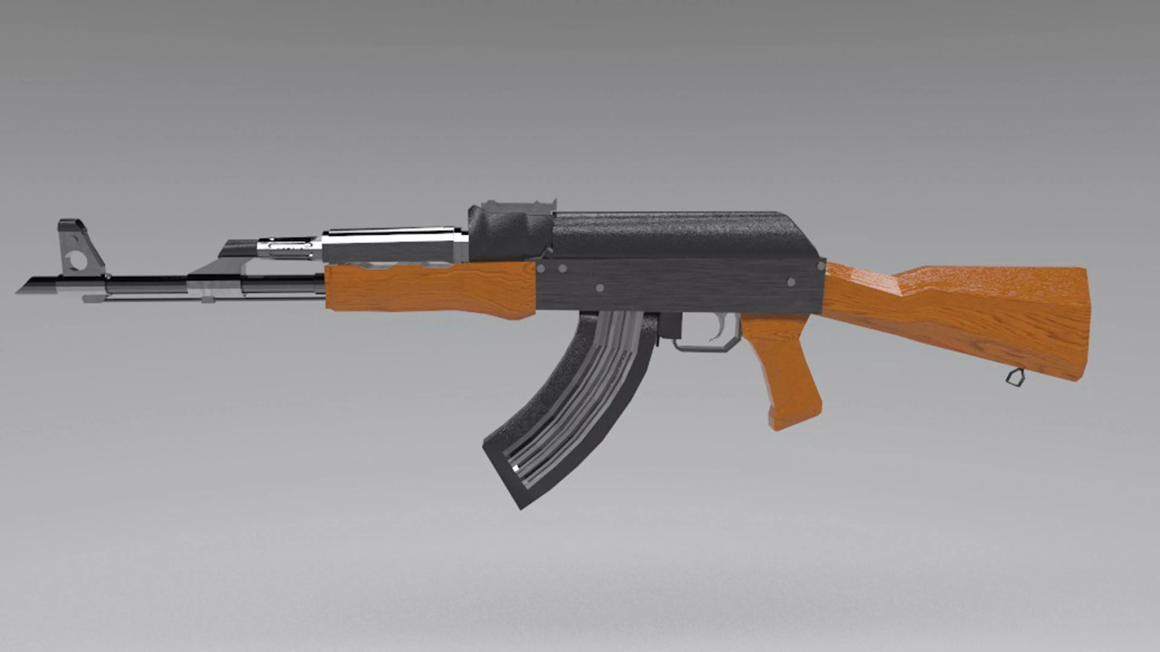 Low Poly AK47 Gun Game Ready 3D Asset Low-poly 3D model