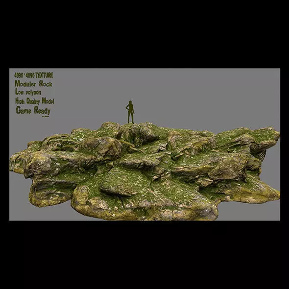 foreststone moss rock Low-poly 3D model