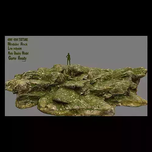 foreststone moss rock Low-poly 3D model