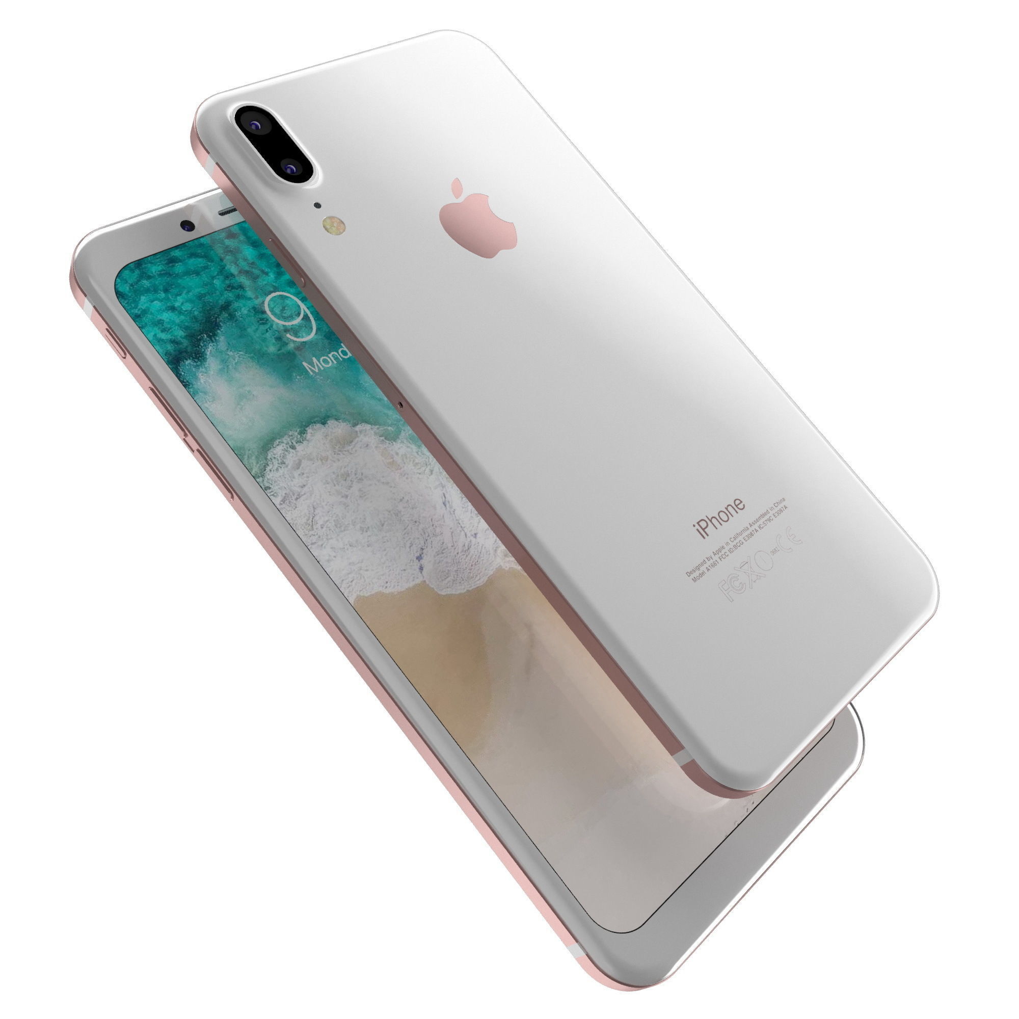 Apple iPhone 8 X Concept Leak Corner edges All Colors Low-poly 3D model_18