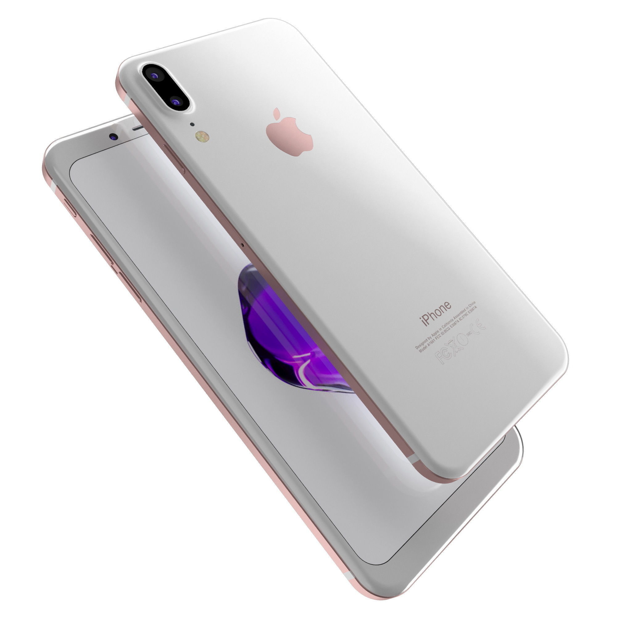 Apple iPhone 8 X Concept Leak Corner edges All Colors Low-poly 3D model_19