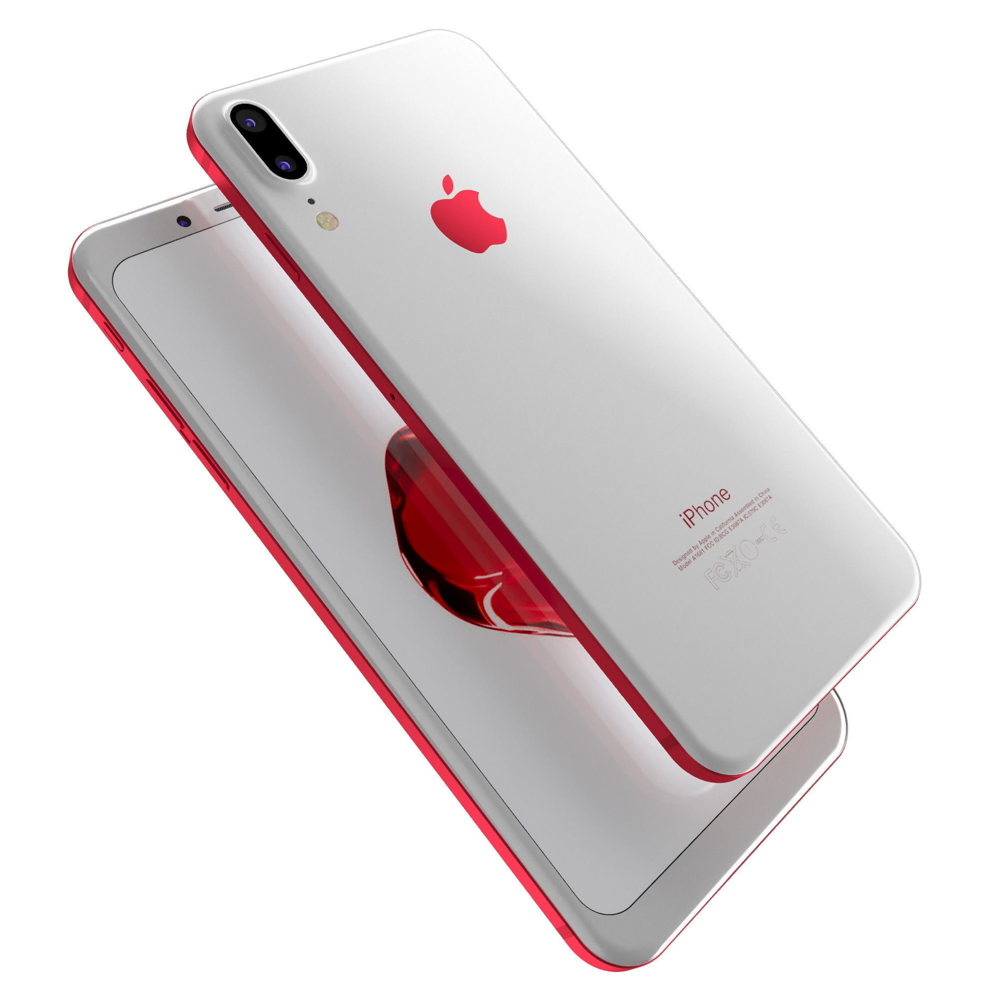 Apple iPhone 8 X Concept Leak Corner edges All Colors Low-poly 3D model_23