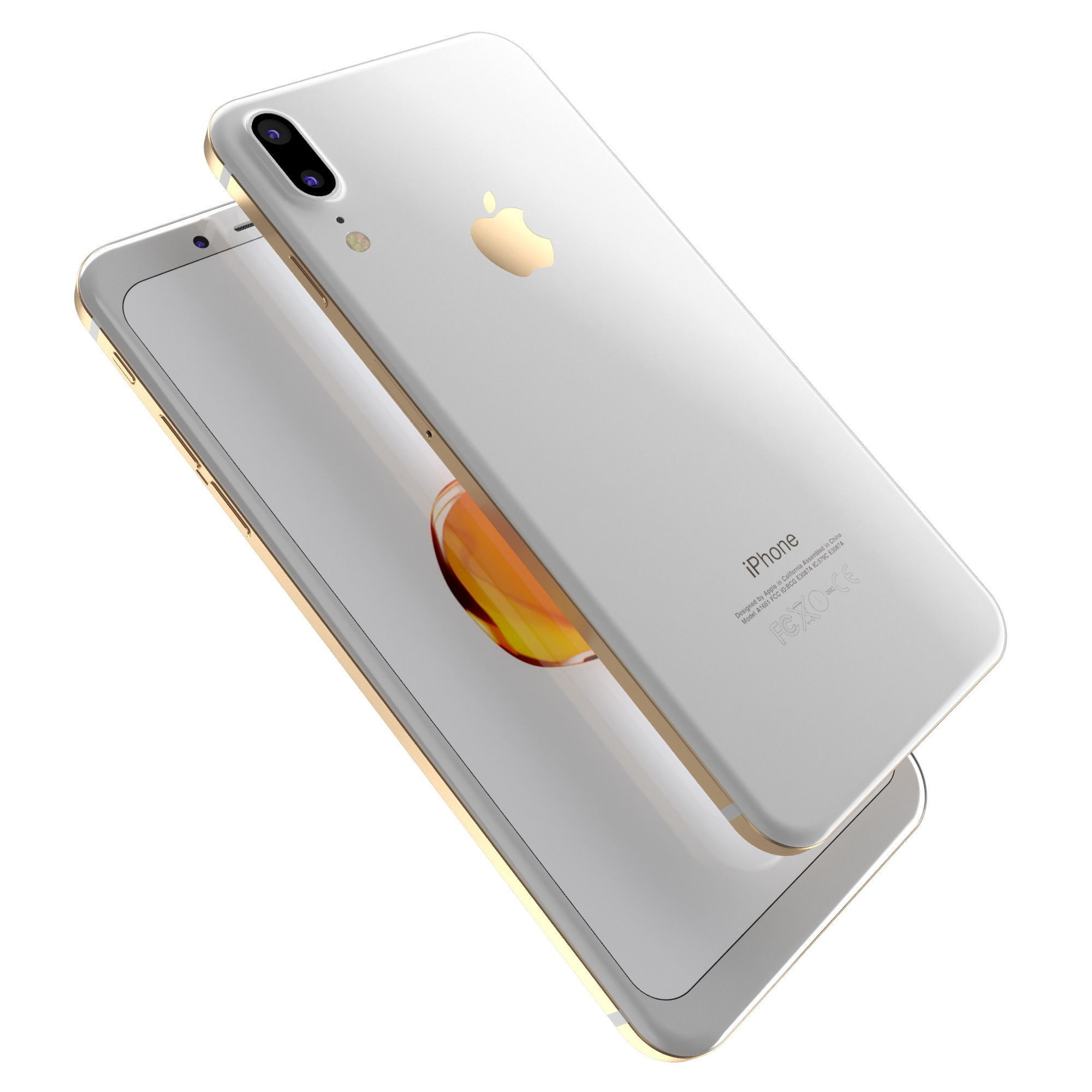 Apple iPhone 8 X Concept Leak Corner edges All Colors Low-poly 3D model_15