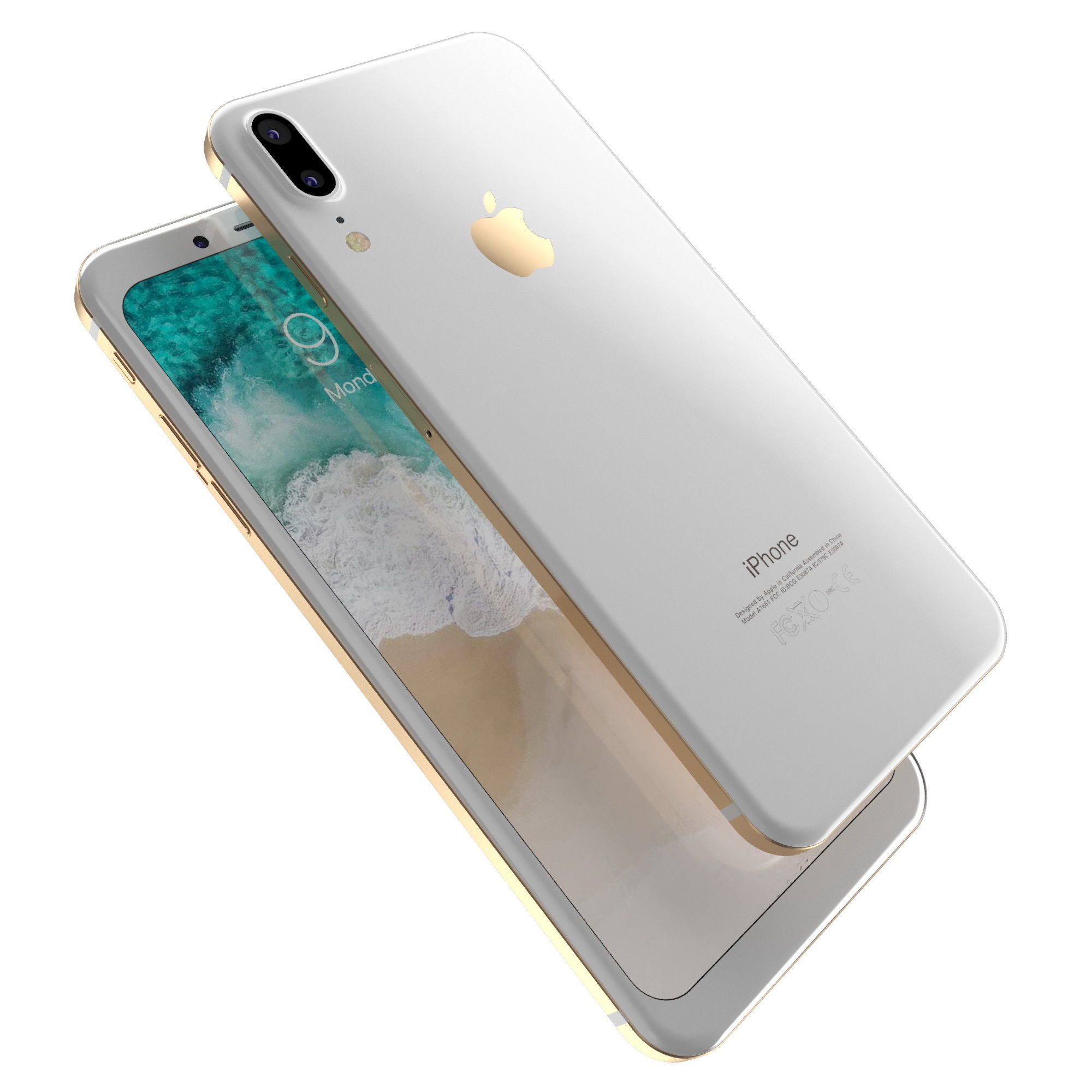 Apple iPhone 8 X Concept Leak Corner edges All Colors Low-poly 3D model_14