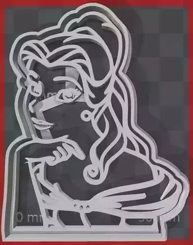 Belle Cookie Cutter with intricate detail Beauty and The Beast 3D print model
