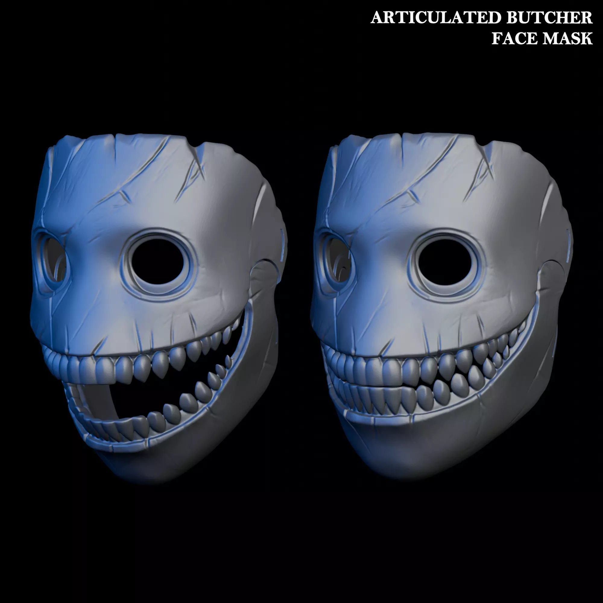 Butcher Face Mask Articulated Jaw STL Printable Halloween Mask 3D print model