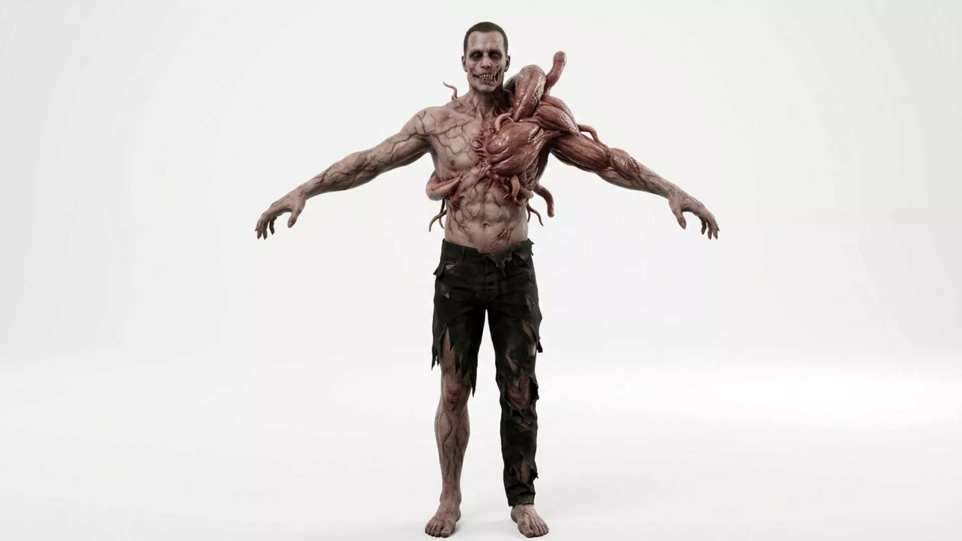 Zombie Parasite Host Rigged Game Ready 3D Character Low-poly 3D model