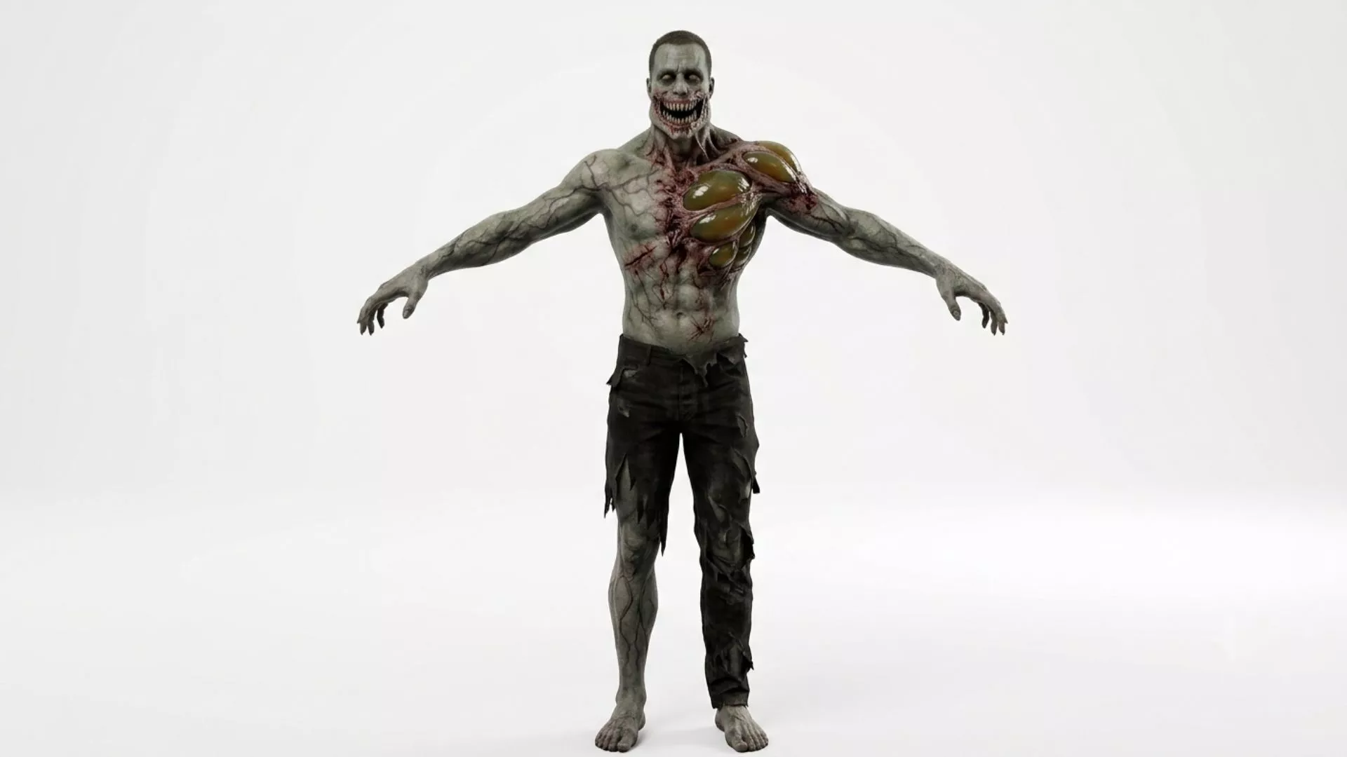 Zombie Acid Spitter Rigged Game Ready 3D Character Low-poly 3D model