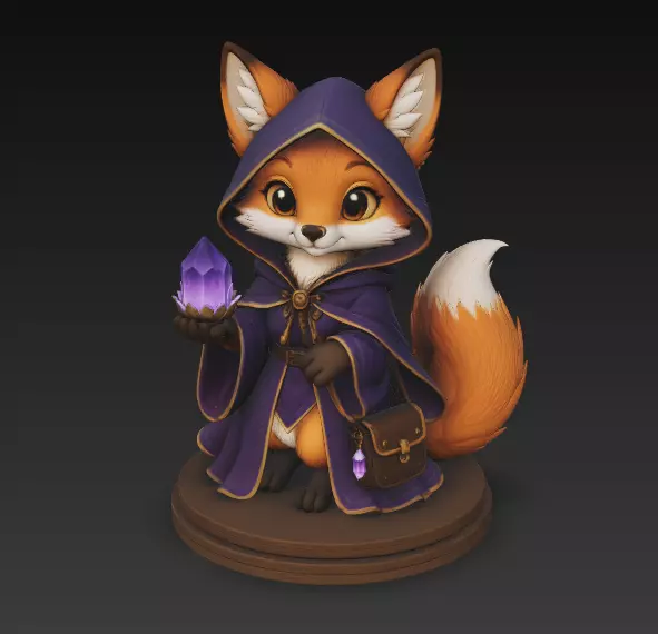 Cute Mystical Fox Mage 3D print model