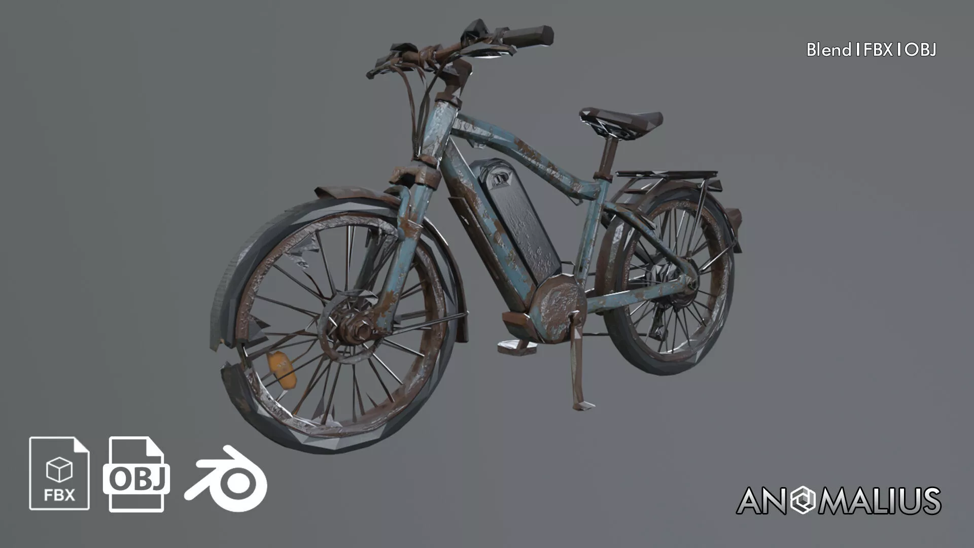 rusty electric bike junk 3D model