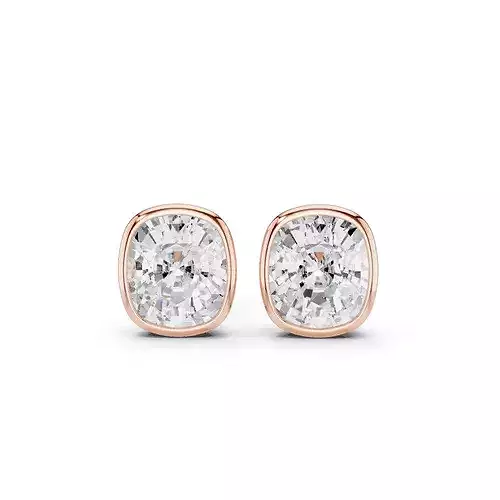 10 and half Cushion CtSolitaire Studs Earrings 3dm stl animation
