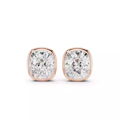 7 and half Ct Cushion Solitaire Studs Earrings 3dm stl animation