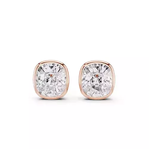 6 Ct Cushion Solitaire Studs Earrings 3dm stl animation renders 