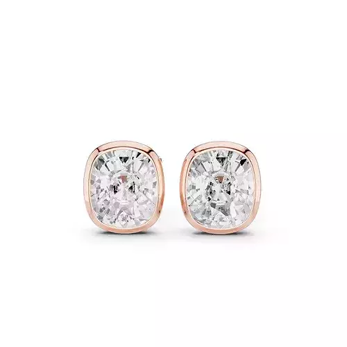 1 and half Ct Cushion Solitaire Studs 3dm stl animation renders 