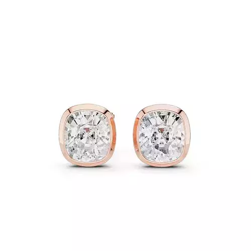 Half Ct Cushion Solitaire Studs Earrings 3dm stl animation 