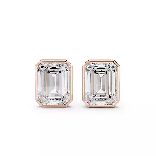 7 and half Ct Emerald Solitaire Studs Earrings 3dm stl animation