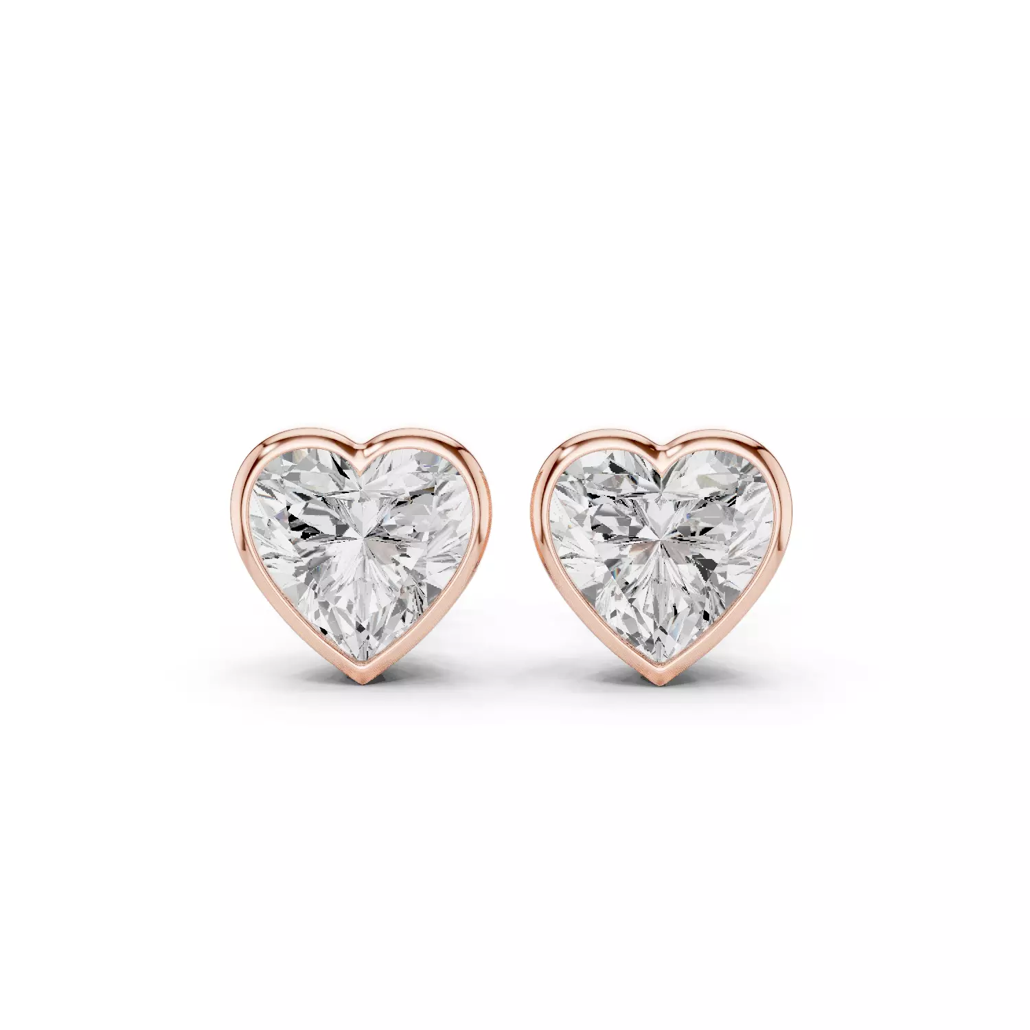 9 and half Ct Heart Solitaire Studs Earrings 3dm stl animation 3D print model