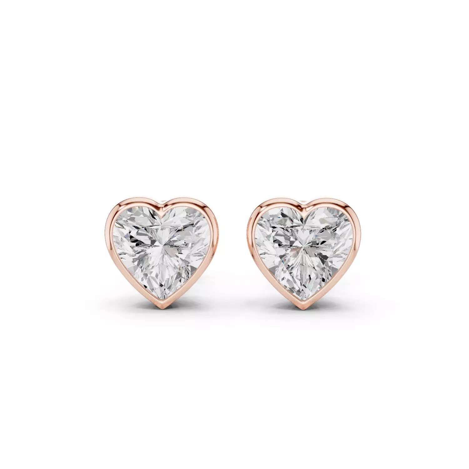 6 Ct Heart Solitaire Studs Earrings 3dm stl animation renders 3D print model